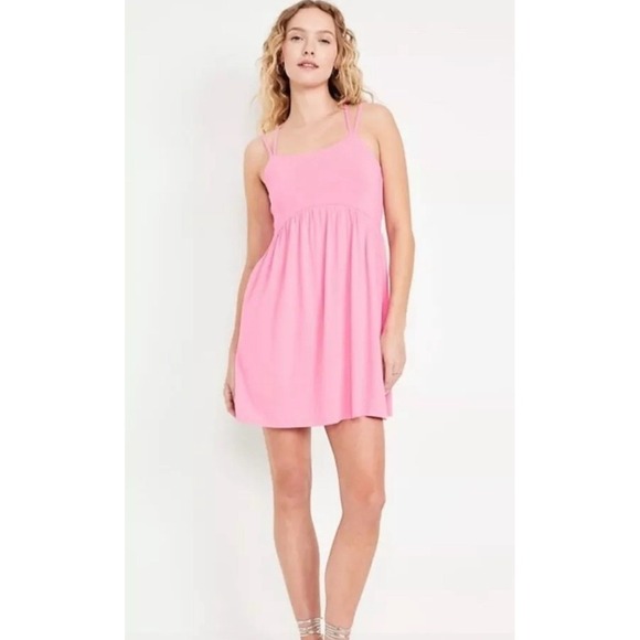 Old Navy Women's Fit & Flare Strappy Mini Dress Rock Rose Size Medium #NWT - Picture 1 of 4